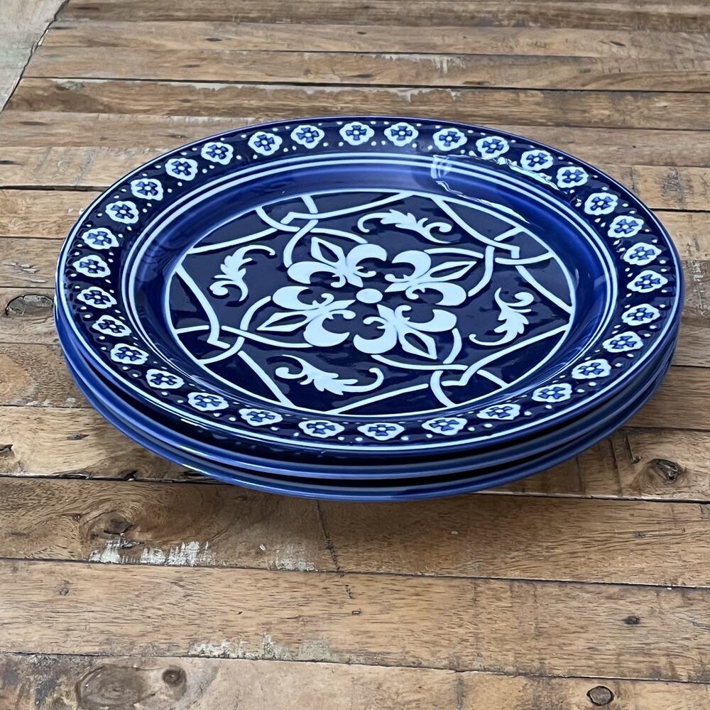 Target Home Catalina Blue Medallion 11” Porcelain Dinner Plates Set Of 3